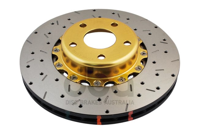 DBA, DBA 5000 Drilled & Slotted Front 2-Piece Rotor w/ Gold Hat Subaru WRX 02-14 / BRZ 13-18 / Scion FR-S 13-16 | 5010GLDXS