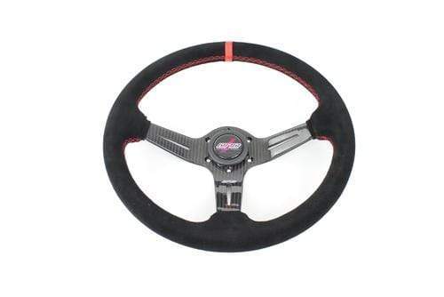 DND Performance, DND Performance 350mm Carbon Fiber Suede Race Steering Wheel - Red